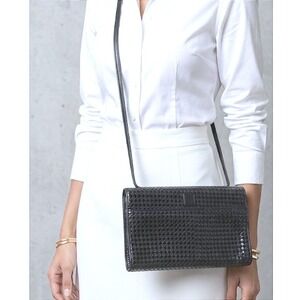 FENDI VTG Woven Leather Crossbody Shoulder Bag | Clutch